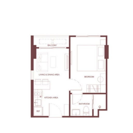 Rhea by Sansiri, Односпальные квартиры - от 30 м² до 35 м²