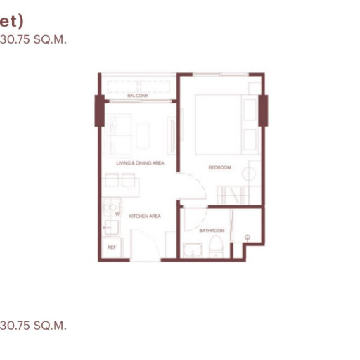 Rhea by Sansiri, Односпальная квартира - 30 м²