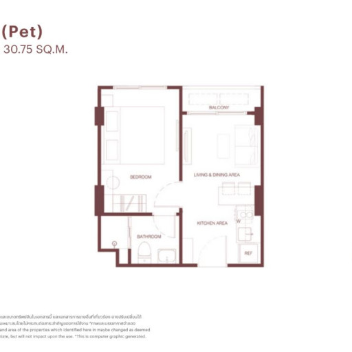 Rhea by Sansiri, Односпальные квартиры - от 30 м² до 35 м²