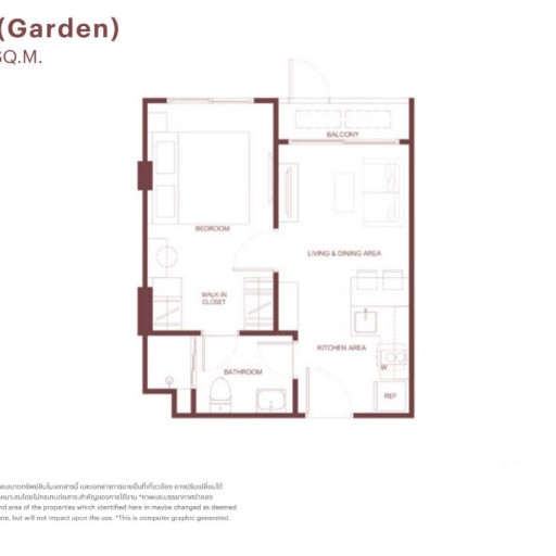 Rhea by Sansiri, Односпальные квартиры - от 30 м² до 35 м²