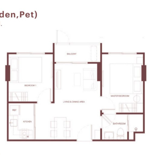 Rhea by Sansiri, Двуспальные квартиры - от 48 м² до 61 м²