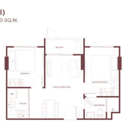 Rhea by Sansiri, Двуспальные квартиры - от 48 м² до 61 м²