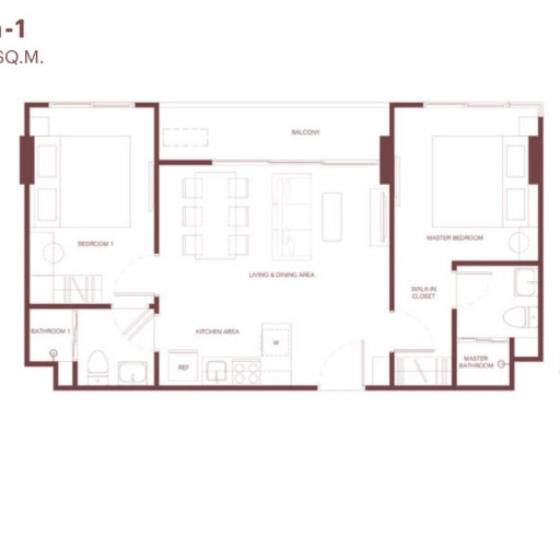 Rhea by Sansiri, Двуспальные квартиры - от 48 м² до 61 м²